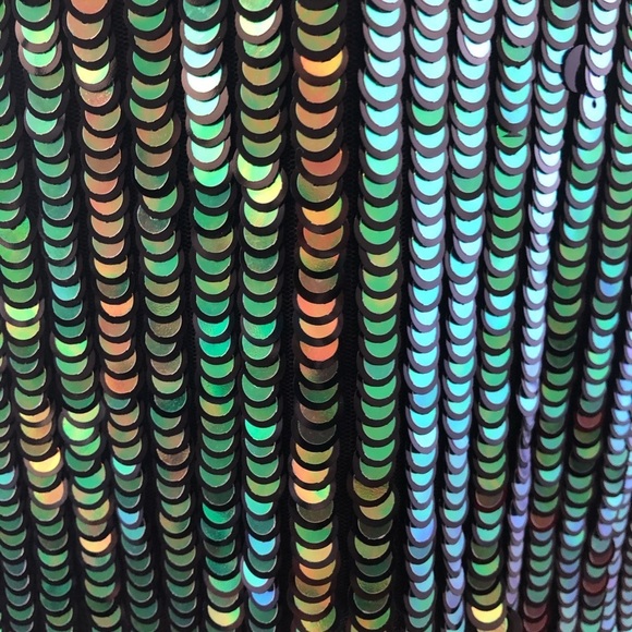 🎄Glamorous mini  sequinned skirt green/black SZ L mermaid style - Picture 3 of 15